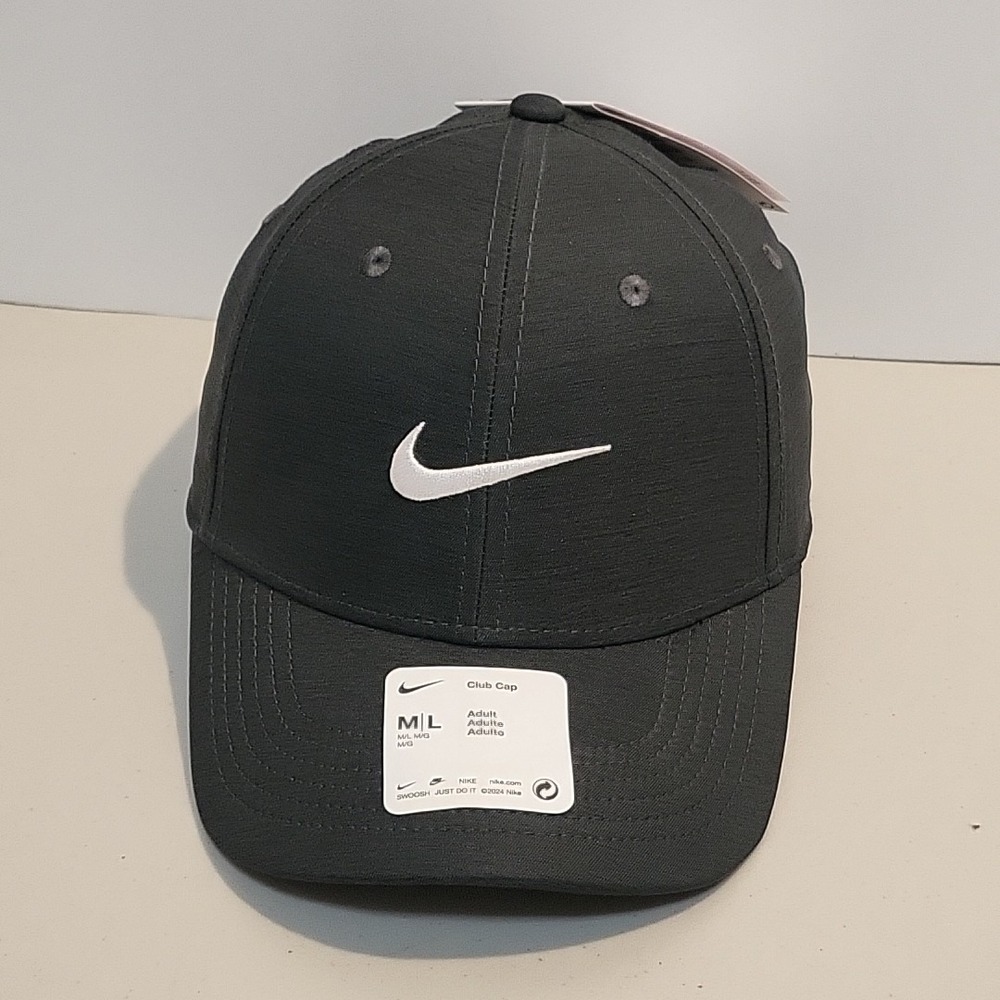 Nike Dri Fit Club Cap Structured Swoosh Adult Golf Hat Gray Size M/L
